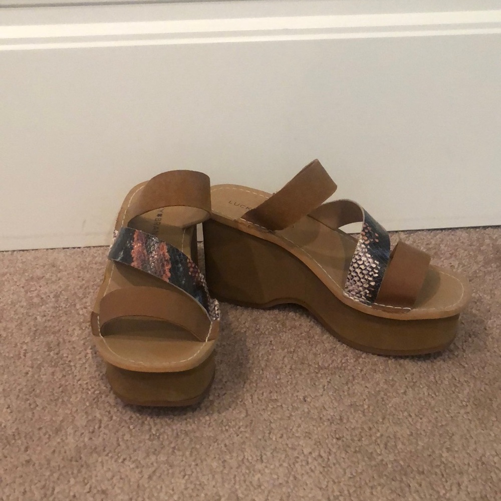 Brown and Multicolor Wedge Sandals